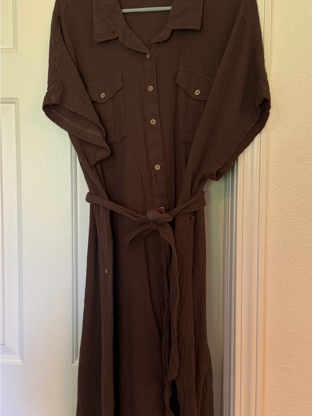 torrid Brown Button-Front Midi Shirt Dress